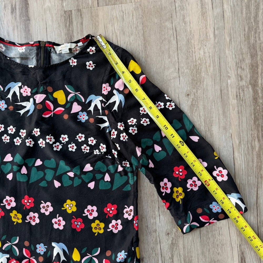Boden Black Floral Bird Print Viscose 3/4 Sleeve Blouse Women's US 10 - Picture 8 of 10